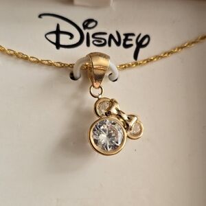 NWT 10k Disney Minnie Mouse necklace 10k gold CZ